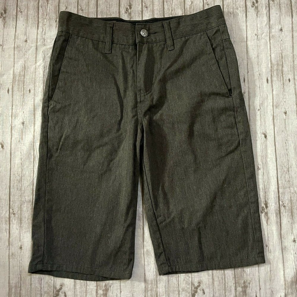 Volcom Vmonty Youth Boys Gray Chino Shorts  Size USA 25/ 10 Regular